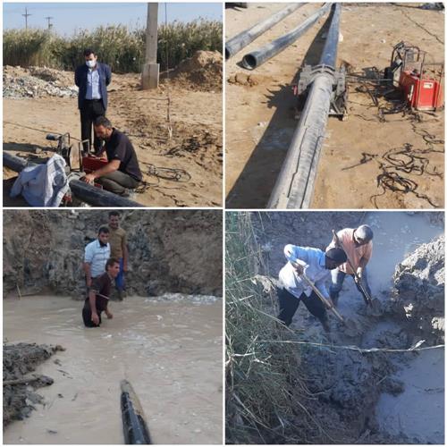 اصلاح ۳۷۰ متر از خط انتقال آب شهرک رجایی ماهشهر